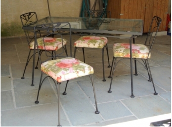 Vintage Wrought Iron Rectangular Dining Table With Four Chairs - Retail  $1400