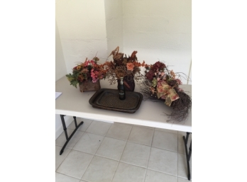 Dried And Faux Floral And Tray Decor