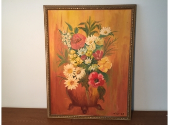 Floral Oil On Canvas, Signed Luise '68