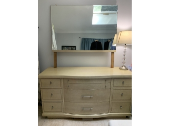 Vintage Bureau With Silver Tone Pulls And Attachable Mirror By Buettner's Fine Furniture