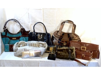 Six Fashion Handbags, Five Wallets & One Change Purse