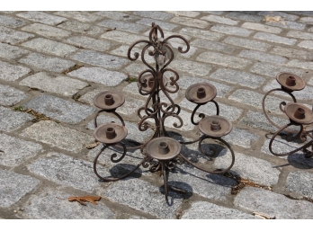 Pair Vintage Wrought Iron Candle Chandeliers