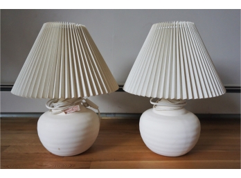 Pair Of White Ceramic Ikea Lamps