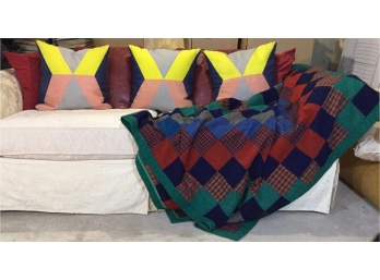 Seven Throw Pillows &  Handmade Throw Blanket
