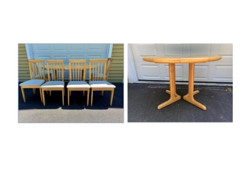 Nordic Furniture Hardwood Table And Six Side Chairs