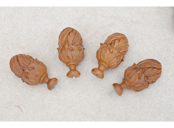 Four Wonderfully Carved Wood Finials