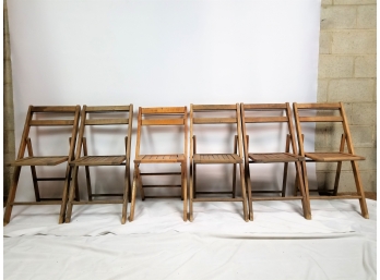 6 Vintage Folding Wood Card Table Chairs