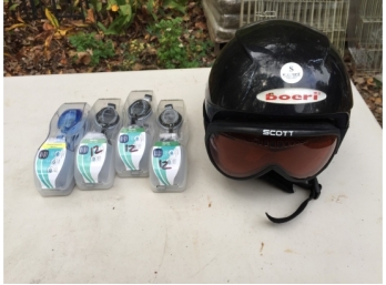 Boeri Ski Helmet And Four Sets Of  Swim Goggles New In Package