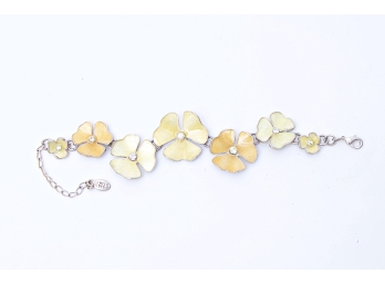 Enameled Floral Form Bracelet By Pilgram