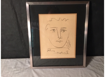 Picasso Etching Of Face Signed  And Titled (In Reverse) In Plate: Pablo Picasso 'Pour Robie'