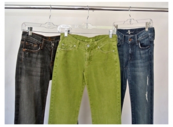 Three Pairs Of Seven For All Mankind Jeans, Size 25/27