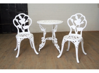 Heavy Cast Aluminum Bistro Table And Two Chairs - Retail  $525