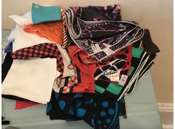 Large Lot Of Silk Scarves And Hankies