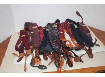 Pre Owned Mixed Lot Of Nine Men's Suspenders