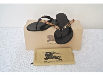 Pair Burberry Flip Flop Parsons Flat Sandals - Size 35, European - (Retails For $195)