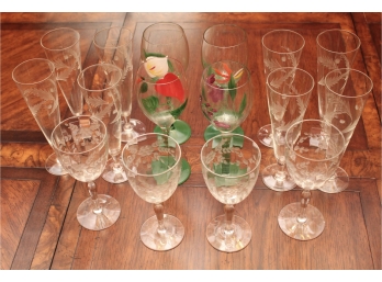 A Collection Of Elegant Etched Glasses