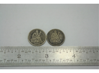 Two Seated Liberty Silver Dimes