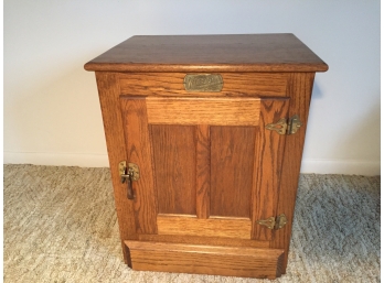 Oak Vintage Ice Chest Style End Table