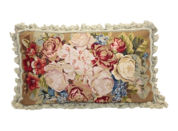 Chelsea Textiles Floral Hand Made Needlepoint Pillow