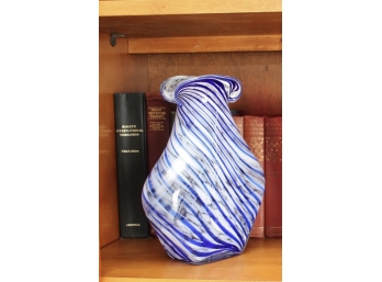 Murano Blue And White Swirl Vase
