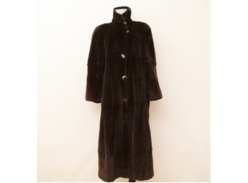 Brown Sheared Mink Full Length Ladies Coat By Alan Furs, Richmond - Ladies Size L