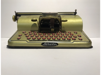 Vintage  Berwin GOLD Tin Toy Litho Typewriter
