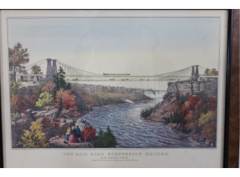 Currier And Ives Print - The Rail Road Suspension Bridge Near Niagara Falls