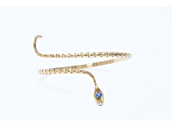 Snake Gold Toned Arm Cuff With Blue Glass Eye