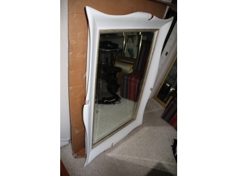 Large White Painted Shaped Wall Mirror