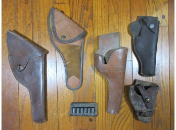 Group Antique / Vintage Holsters Marked - Audley 1914, Red Head 1926 Etc