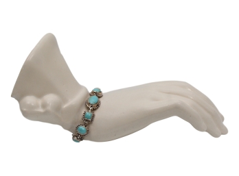 Turquoise Sterling Silver Bracelet With Toggle Closure