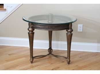 Circular Beveled Glass Top Accent Table