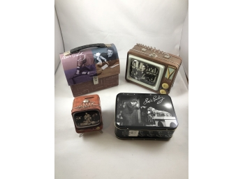 Four Metal Collectible Elvis Tin Lunch Boxes
