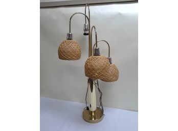 Mid Century Table Lamp With Wicker Shades