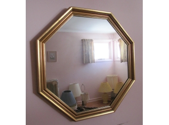 Vintage Octagonal Gold Wood Frame Mirror