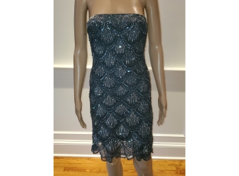 Basix Black Label Silk Sequined And Beaded Dress Size 4