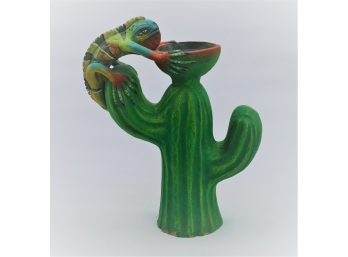 Iguana On Cactus Candle