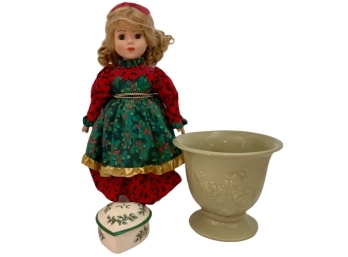 Holiday Doll, Spode Trinket Box, And More