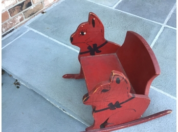 Folk Art Child’s Wooden Rocker - Cat Shape