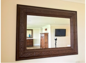 Large Wall Mirror Encased In A Metal And Wood Frame