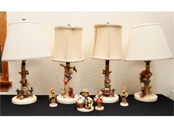 Set Of 4 Vintage M.J. Hummel And Goebel Lamps With Shade Plus More NEWLY ADDED