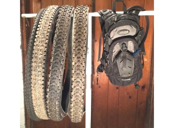 Four MAXXIS 27.5 Trail Bike Tires And Camel Back Pack Pack