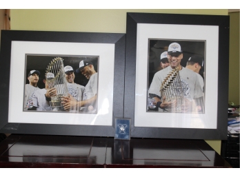 Two Derek Jeter World Series  Framed Photos And Set Of Yale Bulldogs Football Cards