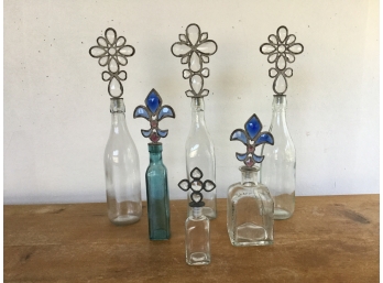 Collection Of Glass Bottles With Leaded Glass Stoppers