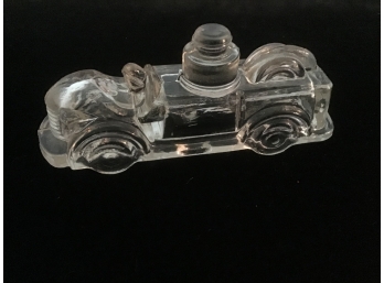 Vintage Fire Engine Glass Candy Container With Driver