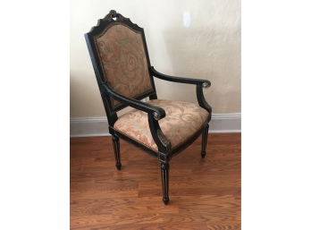 English Black Upholstered Parlor Chair