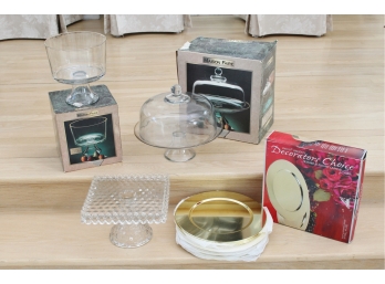 Maison Fare Cake Set, Brass Charger Plates And More