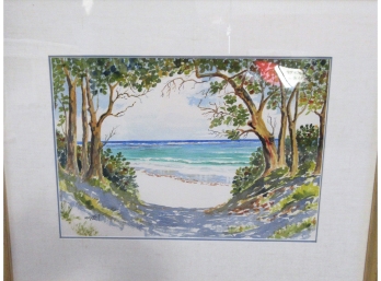 Bright Bermuda Beach Watercolor Signed Mary Zuill