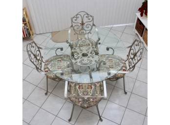 Stunning Waltham Kitchen Wrought Iron And Glass Dining Room Set