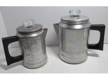 Two Vintage 'Comet' Aluminum Percolator Coffee Pots